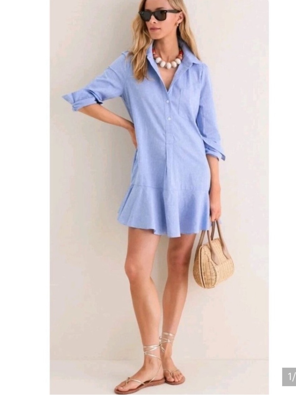 Tuckernuck Callahan Shirt Mini Dress Chambray Sky Blue Sz XS